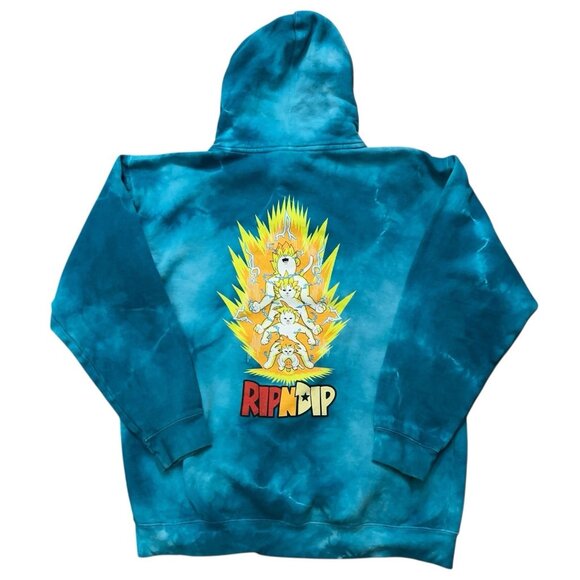 Ripndip Hoodie Mens Size L Pullover Dragon Ball Super Sainerm Green Tie-Dye - Picture 2 of 6
